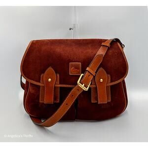 Vintage Dooney & Bourke Florentine Nubuck Saddle Bag | Equestrian Flap Crossbody